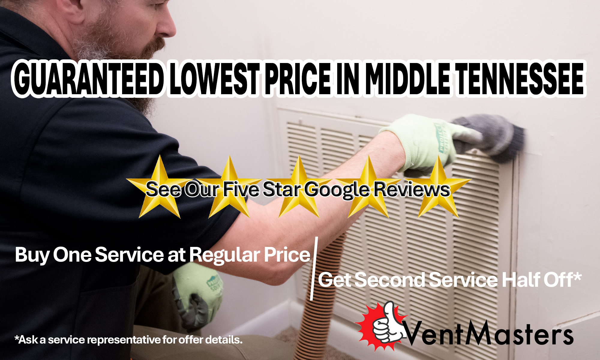 Book now at Vent Masters for guaranteed, lowest vent cleaning price in Nashville.